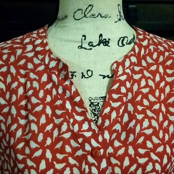 Whimsical bird long sleeve blouse. - Picture 5 of 8